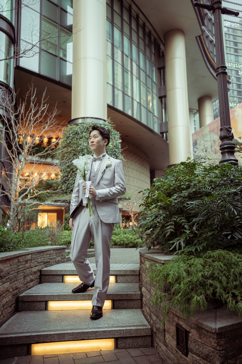 ブーケに手にして