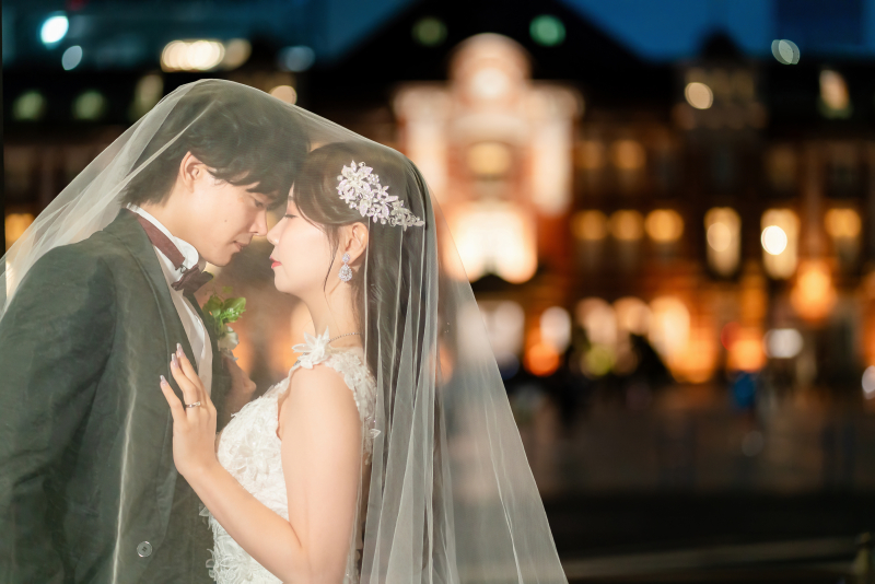 ここでもベールを使って雰囲気を変えて撮影します！