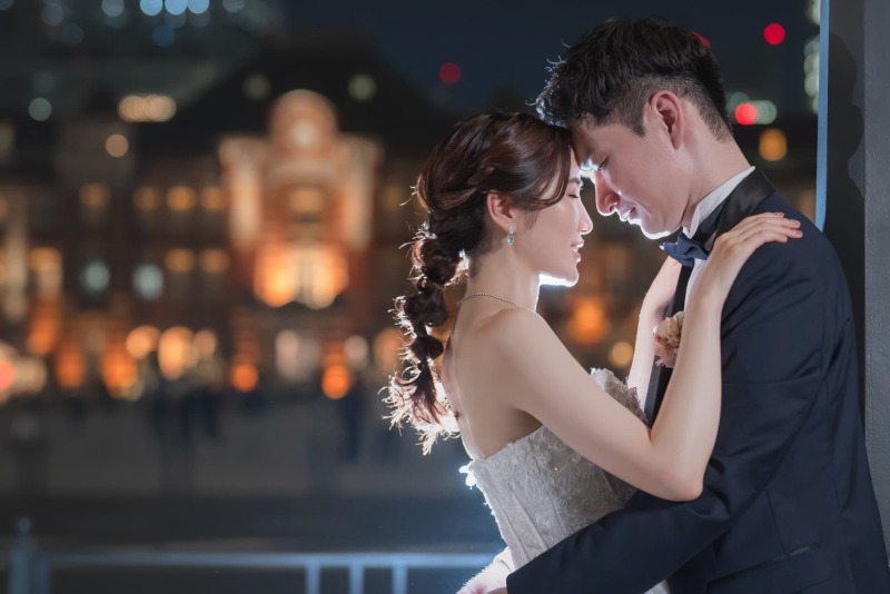 おでこをくっつけて