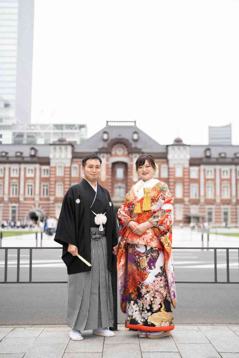 和装で東京駅フォトウェディング
