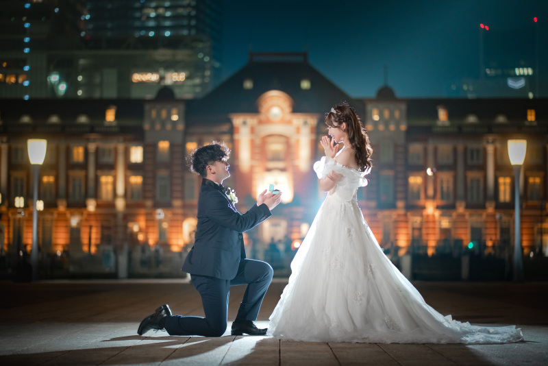 ご持参いただいた指輪ケースでプロポーズ風ショット