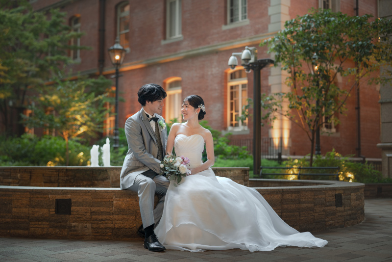 ブリックスクエアの中庭にある噴水で