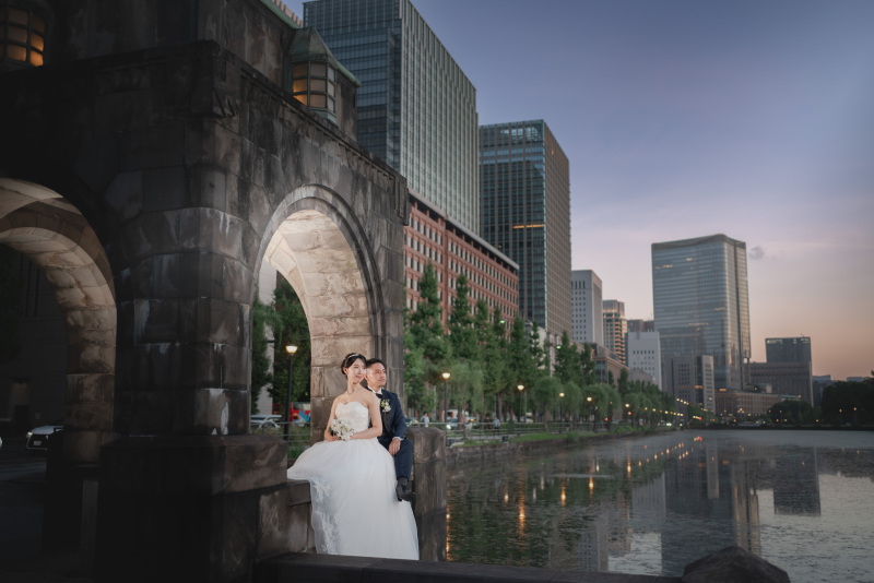 綺麗な放射線上に並んだビルが水に反射した様子も◎