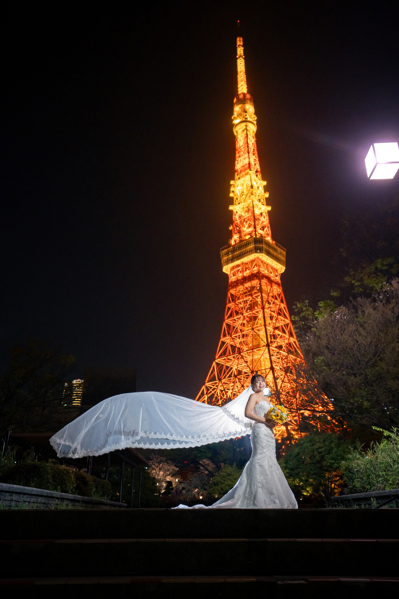 ベールをなびかせて