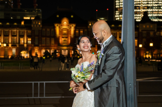 「東京駅前1ロケ】 夜に浮かぶ飴色の東京駅ナイトフォト