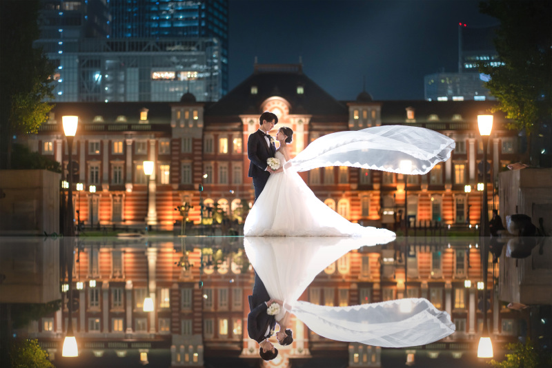 【日本橋+東京駅】120カット☆撮影全データ納品&ドレス&プロヘアメイク☆【追加料金不要!全ての衣装から選び放題♬】