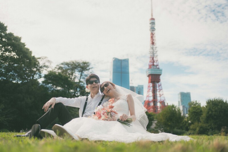 【話題の街中フォトが叶う新プラン】東京タワー×ストリートフォトプラン!100カット☆全データ&プレミアムドレス&プロヘアメイク☆