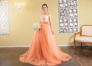 【イメージチェンジカラードレス】パステルオレンジ３−２