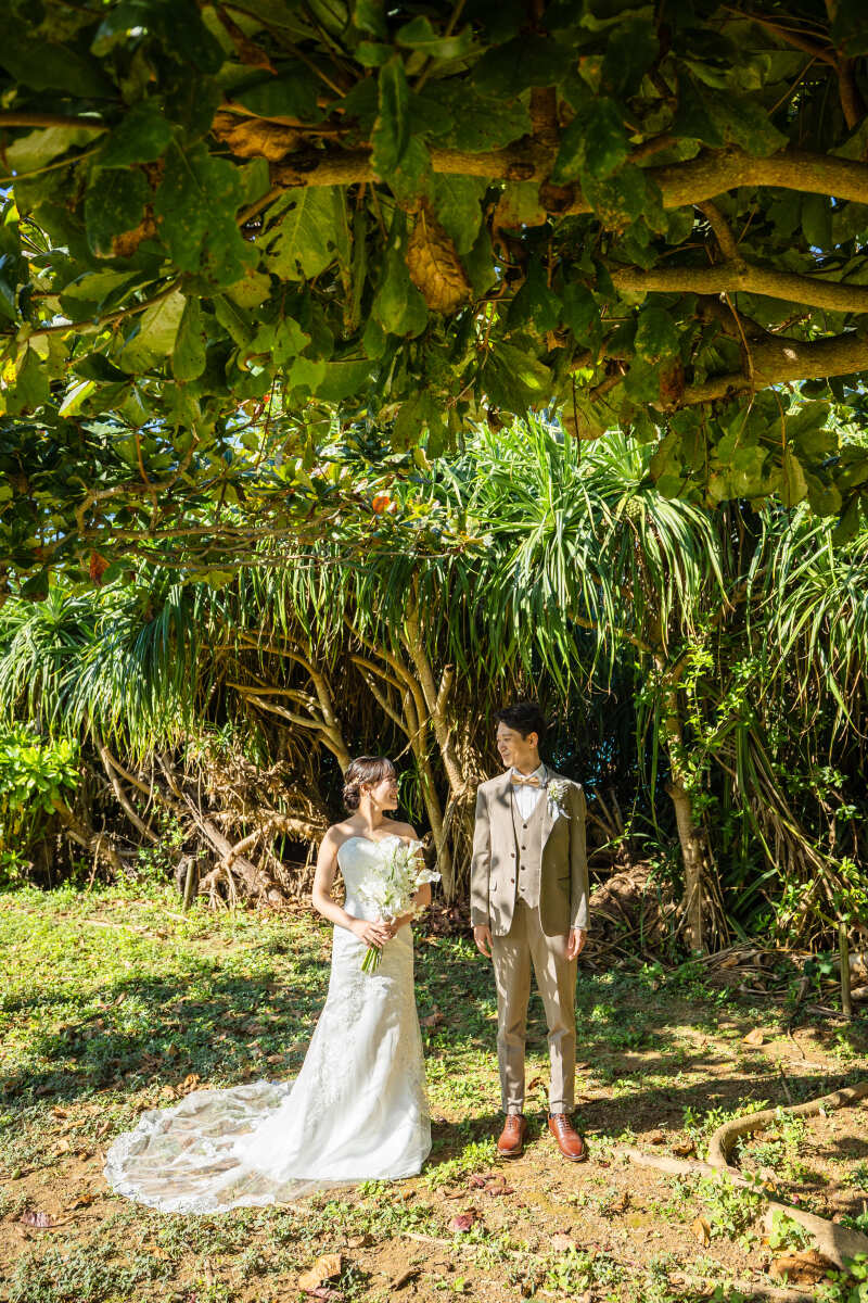 沖縄らしいグリーンいっぱいの場所で撮影スタート♩