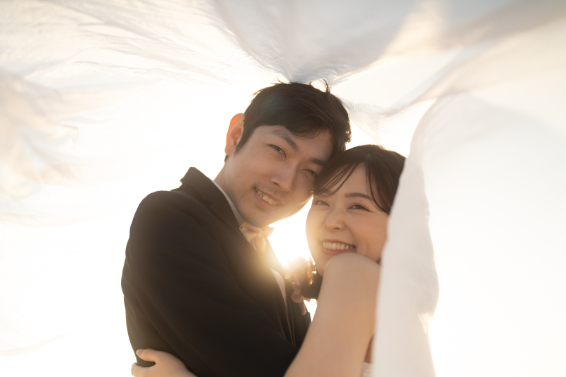 ふわっと白いベールに包まれて…素敵な一枚に。