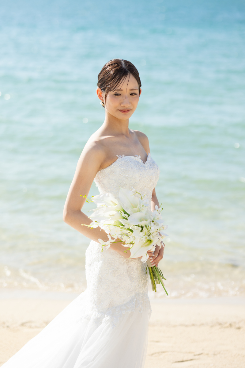 青い海に見守られながら少し緊張