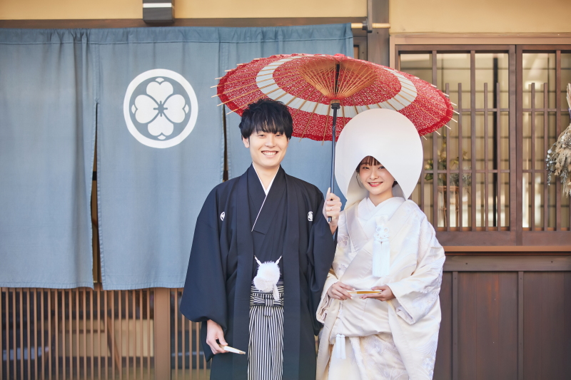 綿帽子を付けて撮影スタート！