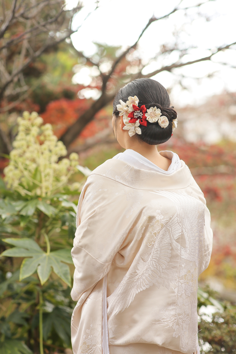 髪飾りはお母さまお手製!