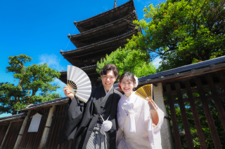 京都の有名な観光地を巡る♡綿帽子ロケ