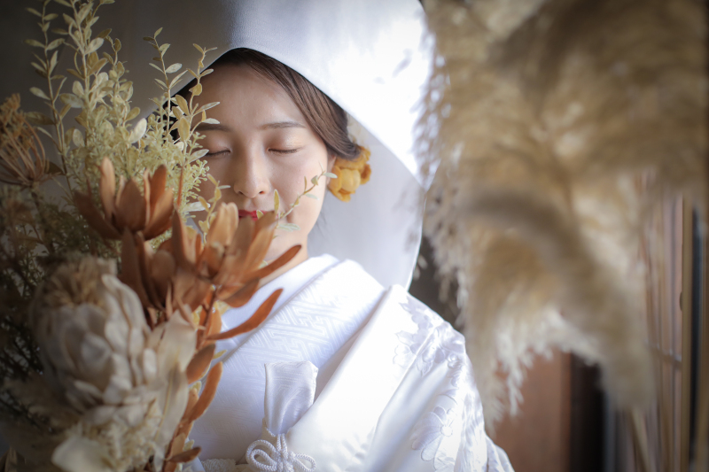 綿帽子を付けての撮影