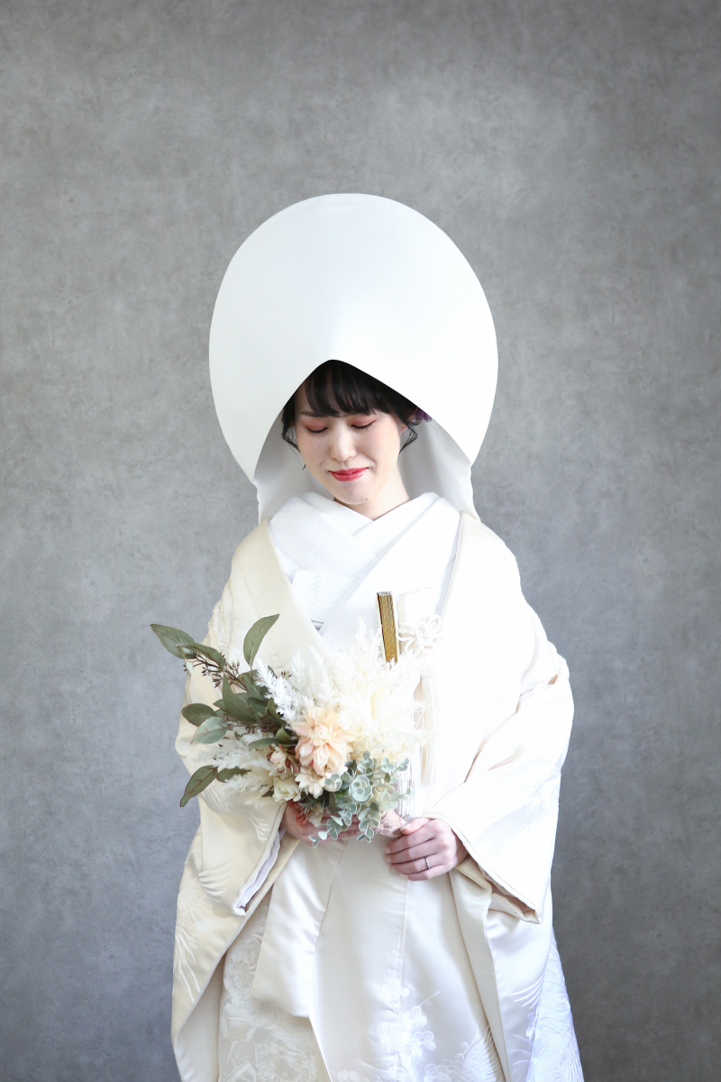 まずは、綿帽子姿の撮影から