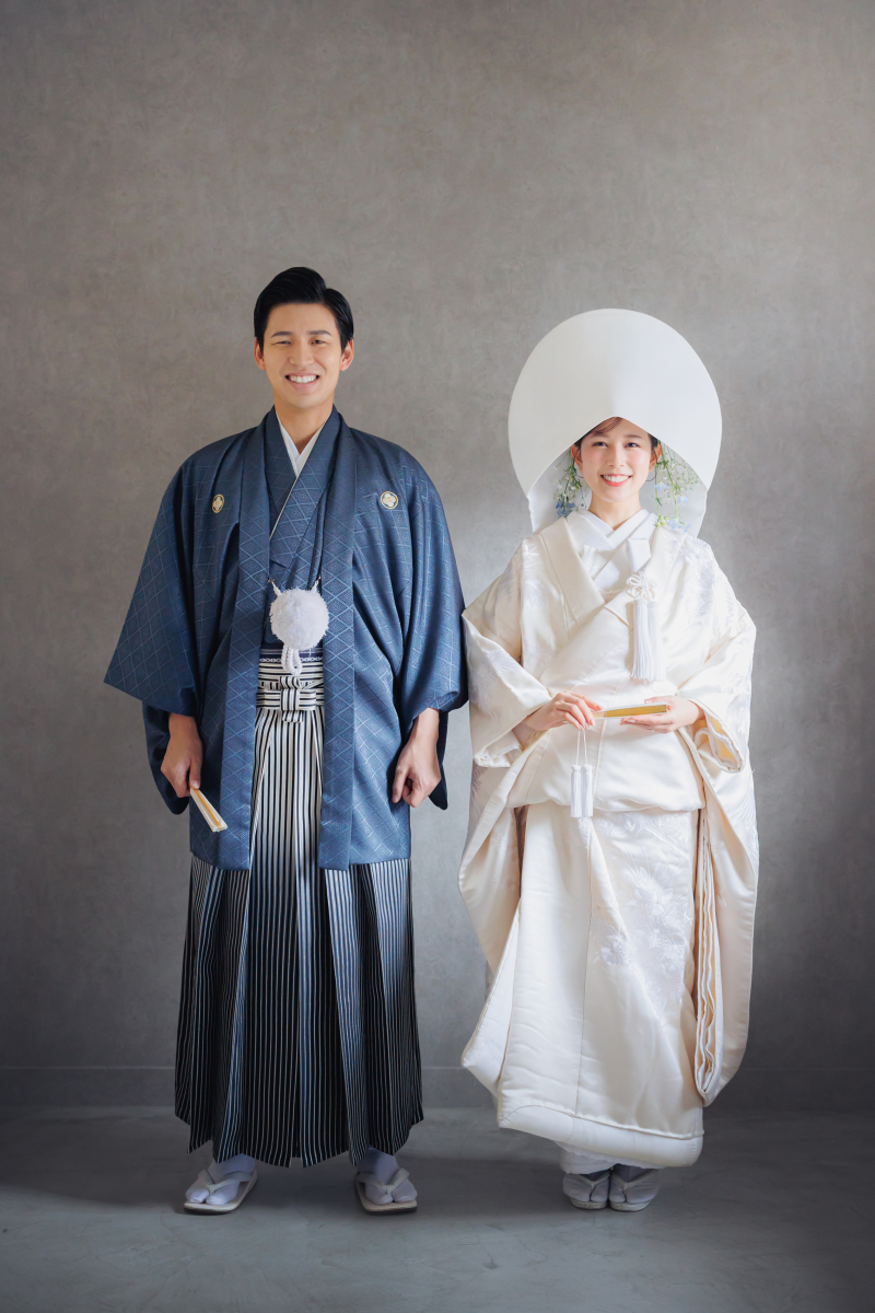 まずはアトリエで綿帽子撮影から