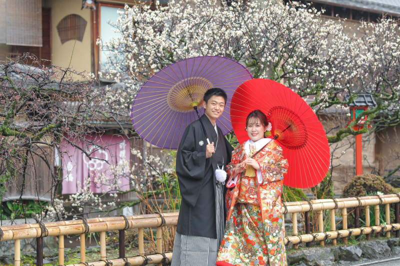 °。*梅の咲く京都の街並み*。゚