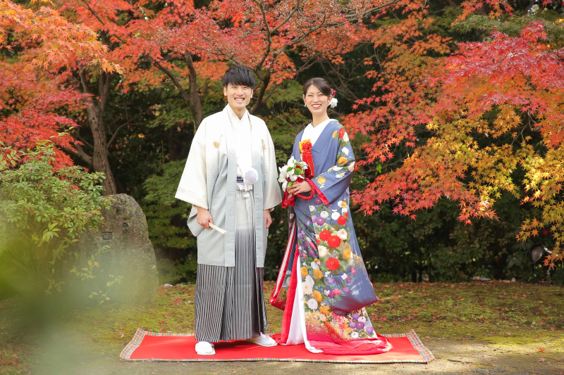 ★紅葉の穴場でゆったり庭園ロケ【朱雀の庭・和室付き】《和装1点(白無垢or色打掛)》補正済データ200カット