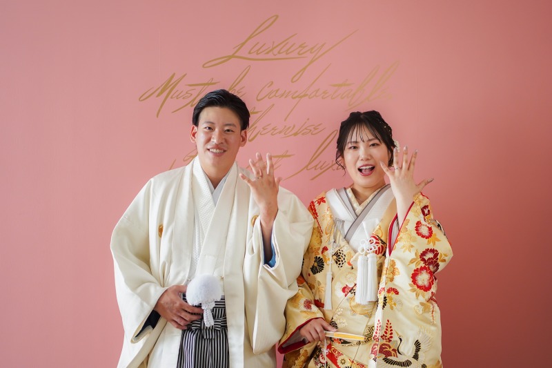 こだわりの結婚指輪お披露目ショット