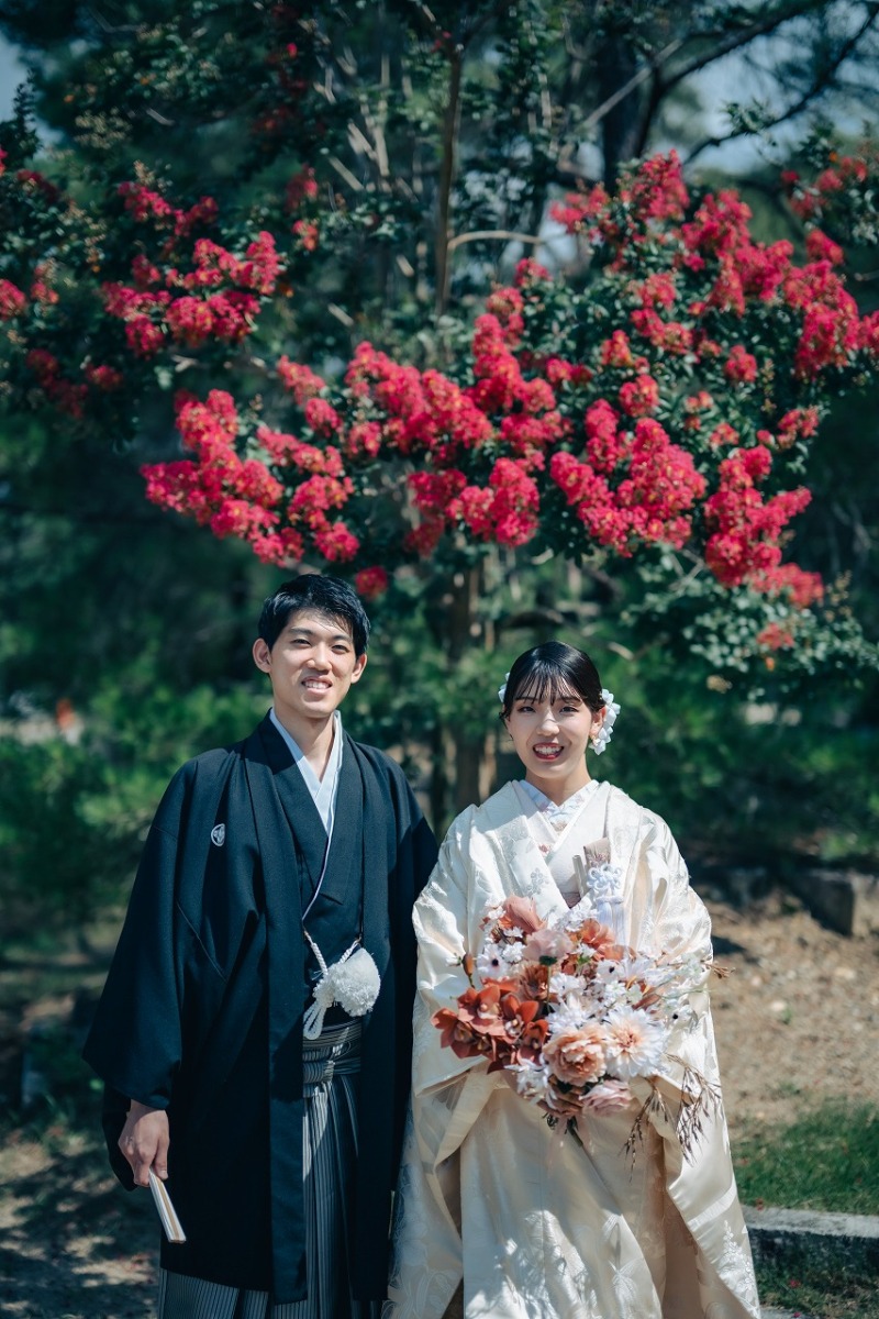 華やかなお花との撮影