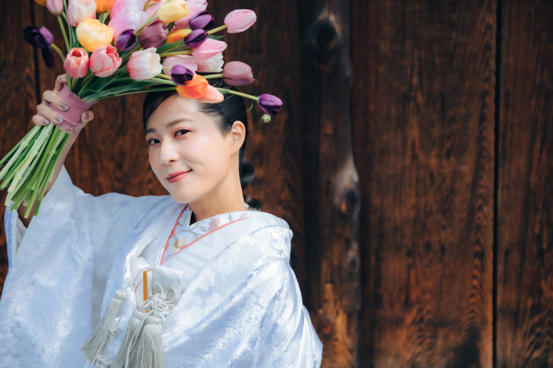 ご新婦様のソロショットをバチっと決めて