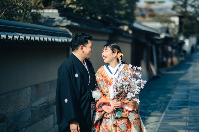 快晴に恵まれた京都祇園の町でのロケーションフォト