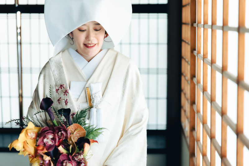 ご新婦様のソロショットは綿帽子をかぶって