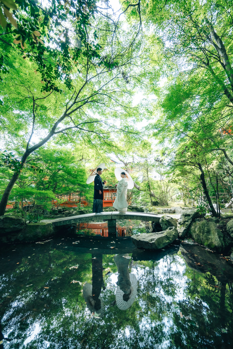 水面に映るお二人