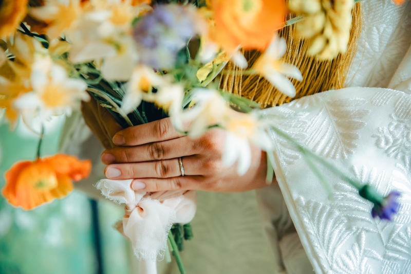 花と誓い、ブーケと結婚指輪