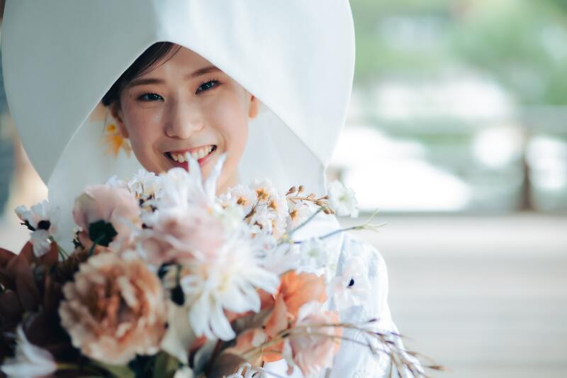 ご新婦様のソロショットは綿帽子をかぶって