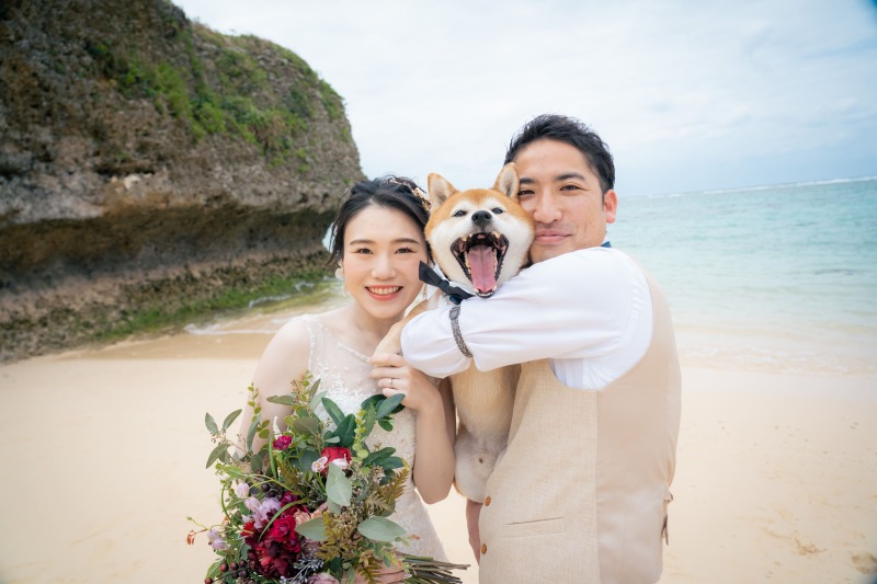 【ペットも一緒に☆】平日撮影限定☆ビーチフォトウェディング☆衣装フリーチョイス※ヘアメイクも込み込み☆100カット保障!