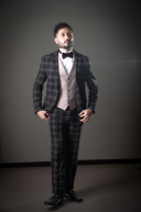 新郎タキシード　黒チェック
