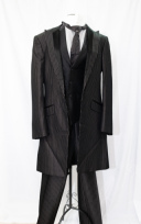 光沢黒ストライプロングタキシード