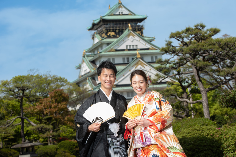 当然大阪城をバックでも撮影しましょう!