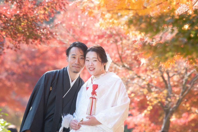 白無垢の撮影はモミジのエリアでの撮影で開始