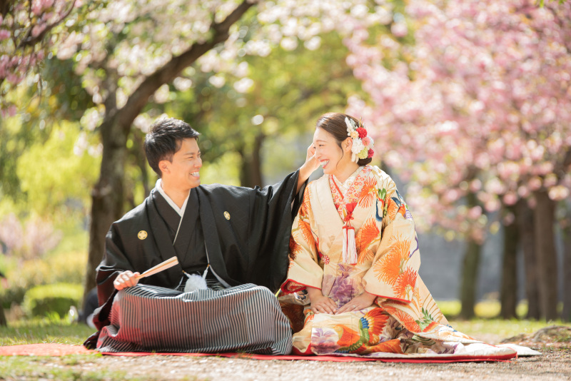 八重桜の大阪城とマーブルビーチ夕日(和洋プラン)