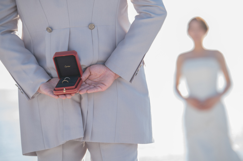 指輪ケースご持参いただきましたのでフル活用