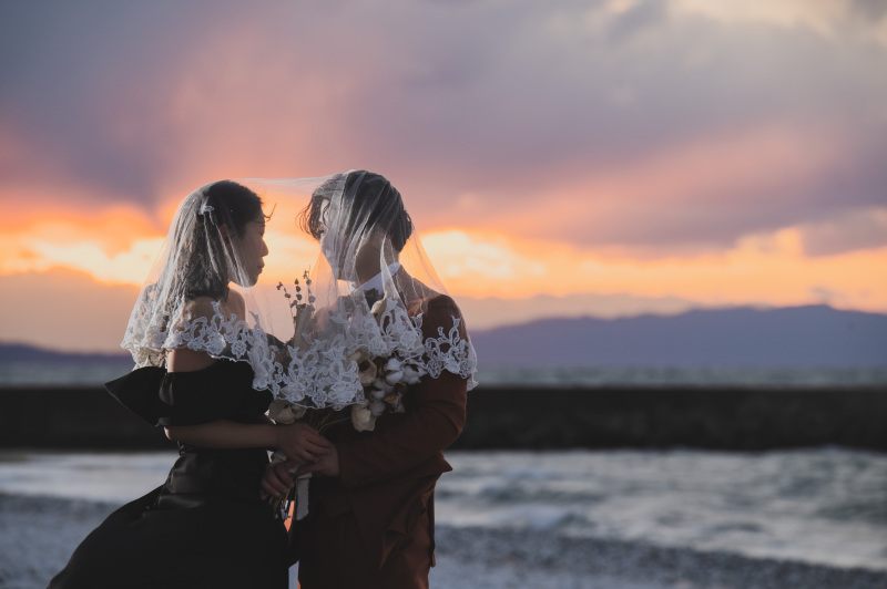 ブラックドレスですがベールも使ってみました