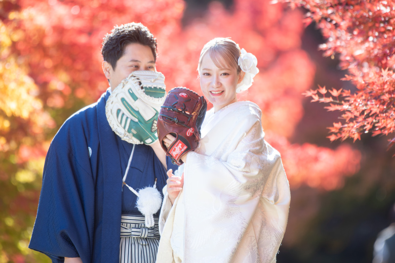 今回新郎様の野球のグローブをお持ちいただきました