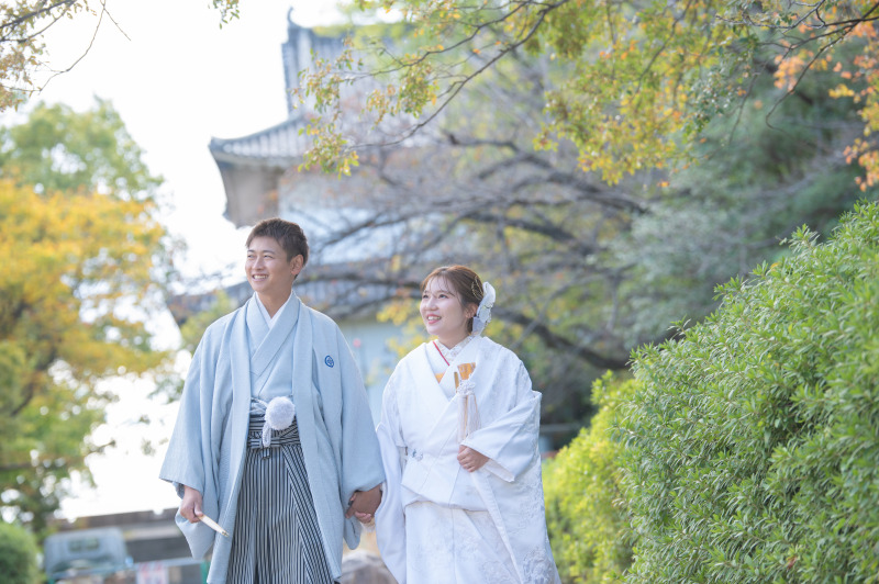 和装は大阪城にて撮影この日は急に寒い日に