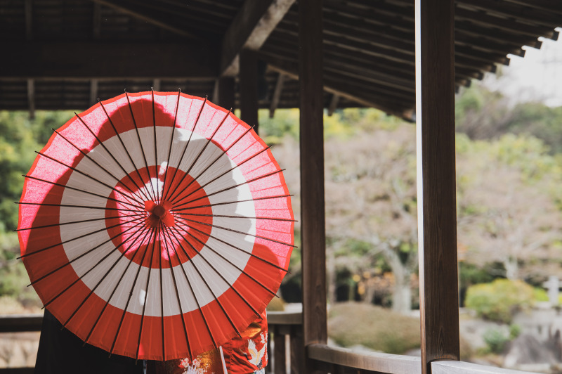 和室の建物裏の回廊もでの撮影