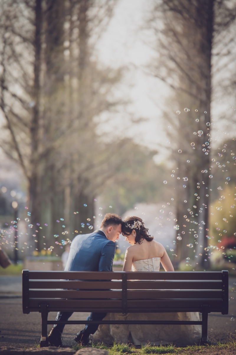 たまたまシャボン玉が流れてきました