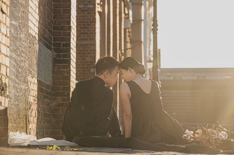 ミュージアムで日没を迎え夕日と一緒の撮影