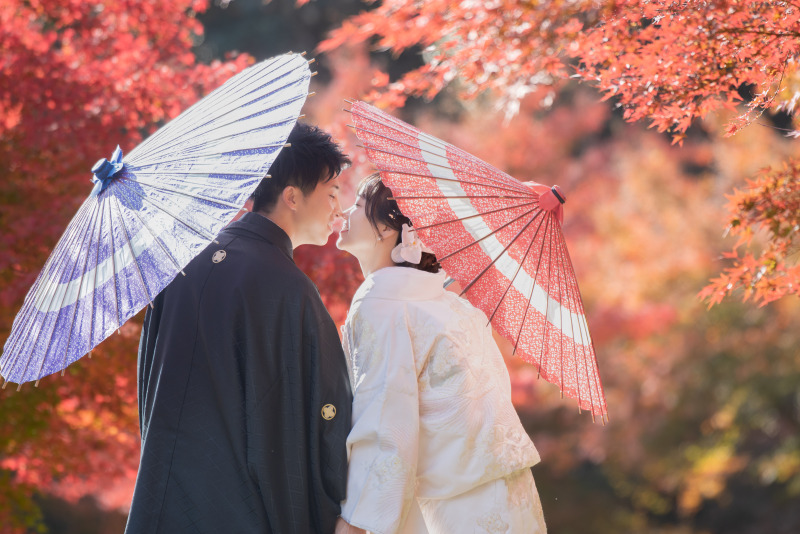 期間狙い撃ち先着6組残り紅葉の大阪城公園和装ロケ新婦衣裳2点109,800円◆データ全カット付◆※衣裳グレードアップ料金なし
