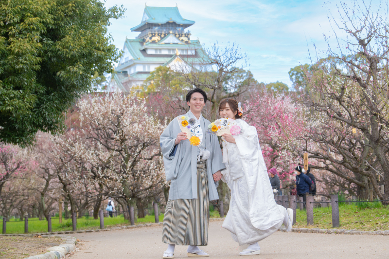 オールシーズンも値段変わらず◆和装大阪城ロケーション【衣裳(色打掛&白無垢+紋付)+データ150カット】※衣裳up料金無し