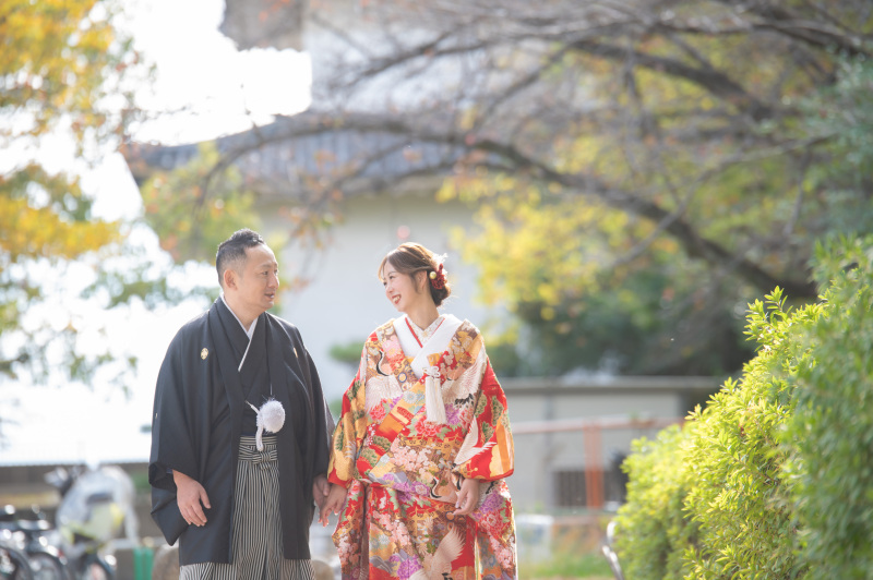 期間限定＆組数限定【12月15日〜25日】和装大阪城【衣裳（色打掛か白無垢＋紋付）＋データ50カット】※衣裳UP料金無