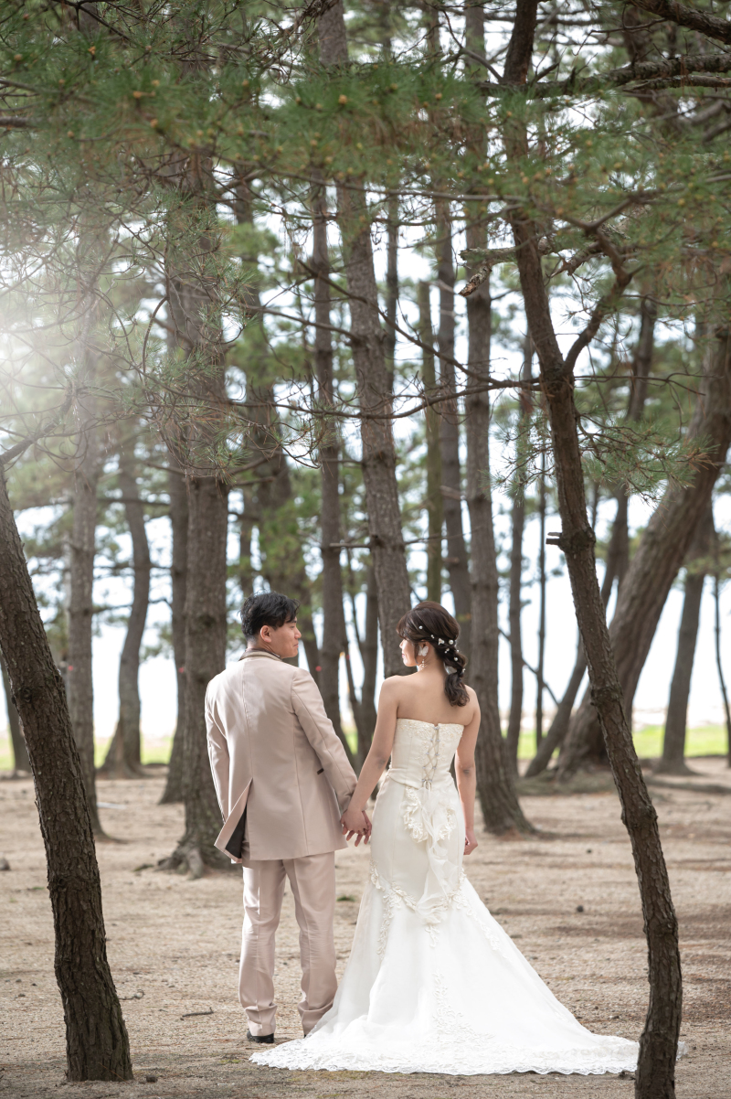 淡路島【夕日100選の慶野松原】で海＆夕日フォト／洋装・全データ150カット・オフショットムービー付き※衣裳UP料金無