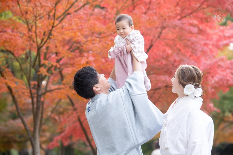 パパママの和装前撮りと七五三セット大阪城プラン【衣裳(色打掛か白無垢+紋付)+データ100カット】※衣裳アップ料金なし