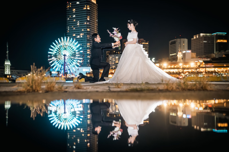 限定5組【11月10日迄】淡路花さじき→砂浜→神戸港夜景【ドレス&タキシード+データ200カット】※衣裳アップグレード料金なし